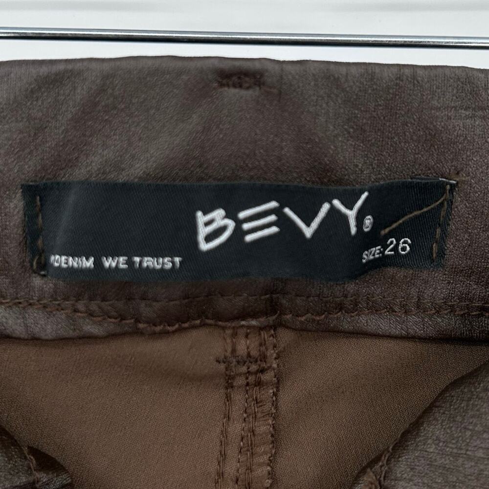 Bevy Flog Chocolate Brown Coated Skinny Straight Leg Pants Sz 26 Made In Israel - Picture 5 of 11